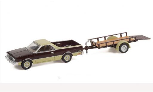 Miniature Chevrolet El Camino 1/64 Greenlight Conquista marron/beige 1984 mit 1-achs Anhänger Chevrolet El Camino 1/64 Greenlight Conquista marron/beige 1984 mit 1-achs Anhänger miniature