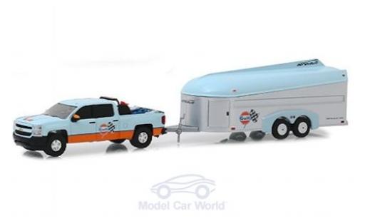 Miniature Chevrolet Silverado 1/64 Greenlight Gulf 2017 with Aerovault Trailer Chevrolet Silverado 1/64 Greenlight Gulf 2017 with Aerovault Trailer miniature