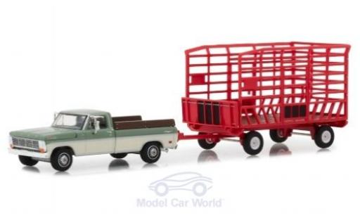 Miniature Ford F-1 1/64 Greenlight 00 Farm & Ranch oliv/blanche 1969 mit Transportanhänger Ford F-1 1/64 Greenlight 00 Farm & Ranch oliv/blanche 1969 mit Transportanhänger miniature