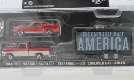 Miniature Ford F-1 1/64 Greenlight 00 rouge/blanche 1967 mit 1965 Mustang Fastback und Zweiachskofferanhänger History Channel Ford F-1 1/64 Greenlight 00 rouge/blanche 1967 mit 1965 Mustang Fastback und Zweiachskofferanhänger History Channel miniature