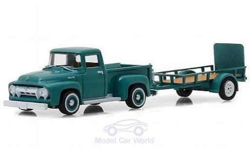 Miniature Ford F-1 1/64 Greenlight 00 türkis 1954 mit Anhänger Ford F-1 1/64 Greenlight 00 türkis 1954 mit Anhänger miniature