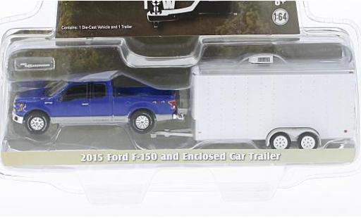 Miniature Ford F-1 1/64 Greenlight 50 bleue 2015 avec Remorque porte-voiture Ford F-1 1/64 Greenlight 50 bleue 2015 avec Remorque porte-voiture miniature