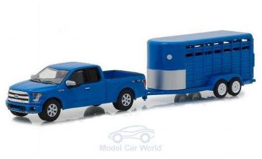Miniature Ford F-1 1/64 Greenlight 50 bleue 2016 mit Viehanhänger Ford F-1 1/64 Greenlight 50 bleue 2016 mit Viehanhänger miniature