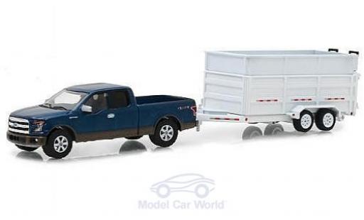 Miniature Ford F-1 1/64 Greenlight 50 metallise bleue 2016 mit Kippanhänger Ford F-1 1/64 Greenlight 50 metallise bleue 2016 mit Kippanhänger miniature