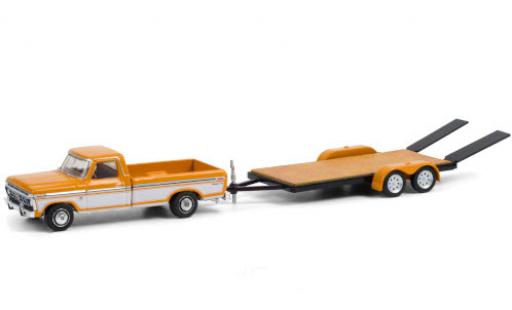 Miniature Ford F-1 1/64 Greenlight 50 Ranger XLT Trailer Special jaune/blanche 1976 mit Zweiachs-PKW-Anhänger und Auffahrrampen Ford F-1 1/64 Greenlight 50 Ranger XLT Trailer Special jaune/blanche 1976 mit Zweiachs-PKW-Anhänger und Auffahrrampen miniature