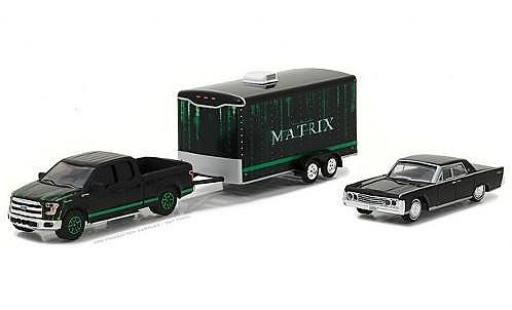 Miniature Ford F-1 1/64 Greenlight 50 noire/verte 2015 with 1995 Lincoln Continental and Enclosed Trailer Ford F-1 1/64 Greenlight 50 noire/verte 2015 with 1995 Lincoln Continental and Enclosed Trailer miniature