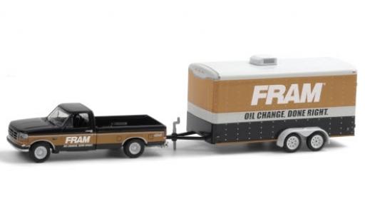 Ford F-1 1/64 Greenlight 50 XLT FRAM 1994 avec Zweiachs-wagon conteneur miniature