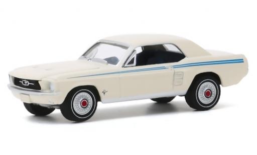 Miniature Ford Mustang 1/64 Greenlight Coupe Pacesetter blanche/bleue 1967 Ford Mustang 1/64 Greenlight Coupe Pacesetter blanche/bleue 1967 miniature