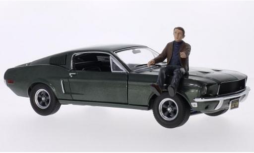 Miniature Ford Mustang 1/18 Greenlight GT metallise verte Bullitt 1968 avec Steve McQueen figurine Ford Mustang 1/18 Greenlight GT metallise verte Bullitt 1968 avec Steve McQueen figurine miniature