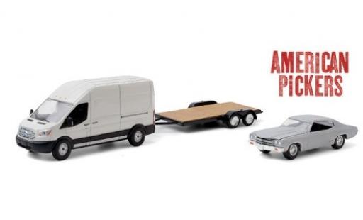 Miniature Ford Transit 1/64 Greenlight LWB HD blanche American Pickers 2015 avec Zweiachsanhänger et 1970 Chevrolet Chevelle Malibu Ford Transit 1/64 Greenlight LWB HD blanche American Pickers 2015 avec Zweiachsanhänger et 1970 Chevrolet Chevelle Malibu miniature
