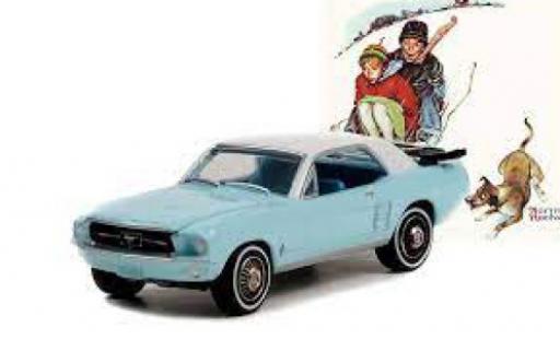 Miniature Ford Mustang 1/64 Greenlight bleue/blanche Norman Rockwell 1967 Ford Mustang 1/64 Greenlight bleue/blanche Norman Rockwell 1967 miniature