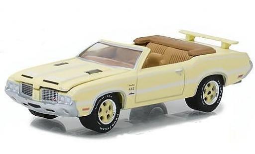 Miniature Oldsmobile Cutlass 1/64 Greenlight 442 jaune/blanche 1972 Oldsmobile Cutlass 1/64 Greenlight 442 jaune/blanche 1972 miniature
