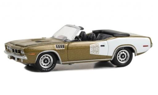 Miniature Plymouth Cuda 1/64 Greenlight Cabriolet metallise beige/blanche 1971 1:64 Plymouth Cuda 1/64 Greenlight Cabriolet metallise beige/blanche 1971 1:64 miniature