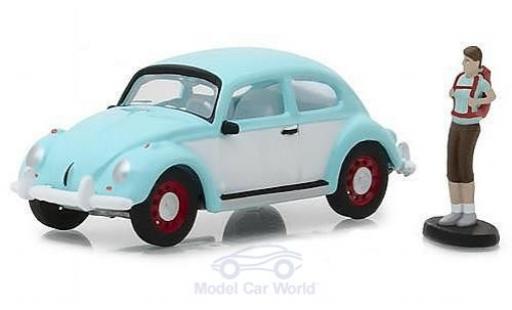 Miniature Volkswagen Beetle 1/64 Greenlight bleue/blanche mit einer männlichen Figur Volkswagen Beetle 1/64 Greenlight bleue/blanche mit einer männlichen Figur miniature