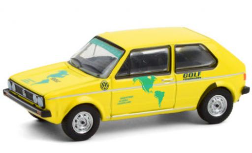 Miniature Volkswagen Golf 1/64 Greenlight I jaune/Dekor 1974 Härtetest: Alaska - Feuerland Volkswagen Golf 1/64 Greenlight I jaune/Dekor 1974 Härtetest: Alaska - Feuerland miniature