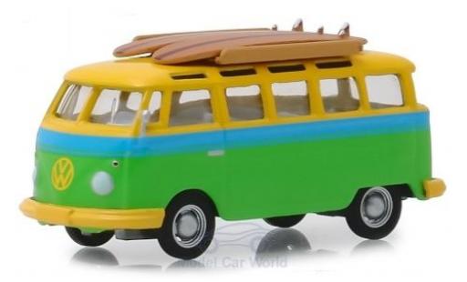 Miniature Volkswagen T1 1/64 Greenlight Samba verte/jaune 1964 Volkswagen T1 1/64 Greenlight Samba verte/jaune 1964 miniature