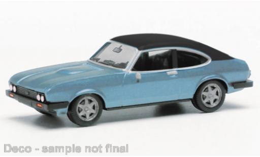 Miniature Ford Capri 1/87 Herpa MK III metallise bleu clair/noire Ford Capri 1/87 Herpa MK III metallise bleu clair/noire miniature