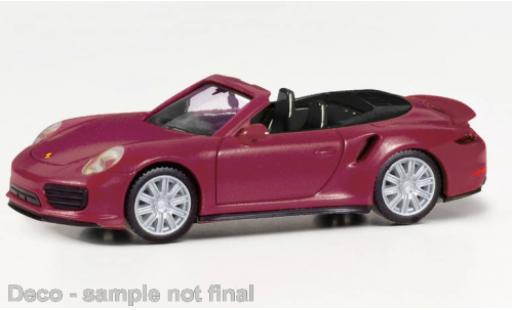 Miniature Porsche 911 1/87 Herpa Turbo cabriolet metallise rouge foncé Porsche 911 1/87 Herpa Turbo cabriolet metallise rouge foncé miniature