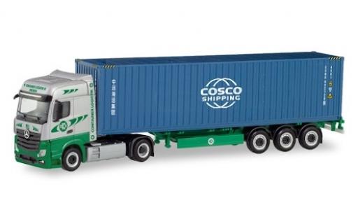 Miniature Mercedes Actros 1/87 Herpa 6x2 Bigspace EKB / Cosco Container-Sattelzug Mercedes Actros 1/87 Herpa 6x2 Bigspace EKB / Cosco Container-Sattelzug miniature