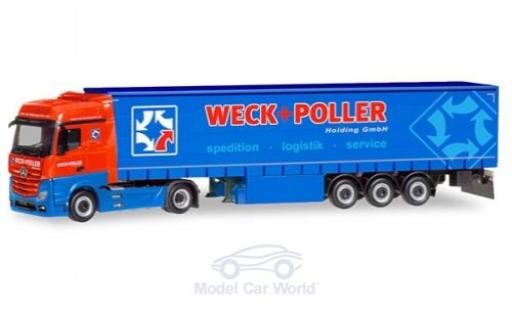 Miniature Mercedes Actros 1/87 Herpa Bigspace Weck + Poller Gardinenplanen-Sattelzug Mercedes Actros 1/87 Herpa Bigspace Weck + Poller Gardinenplanen-Sattelzug miniature