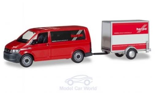 Miniature Volkswagen T6 1/87 Herpa Bus mit Kofferanhänger Volkswagen T6 1/87 Herpa Bus mit Kofferanhänger miniature