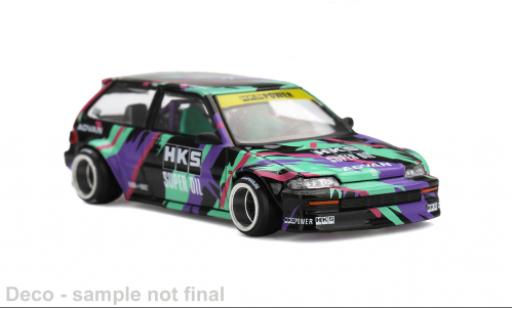 Honda Civic 1/64 Mini GT (EF) Kaido Works HKS noire/Dekor 1987 1:64 miniature