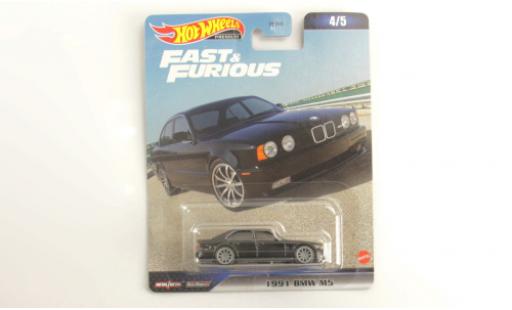 Bmw M5 1/64 Hot Wheels Premium (E34) noire rapide & Furious 1991 miniature
