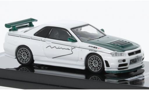 Miniature Nissan Skyline 1/64 INNO64 GT-R (R34) Nismo R-Tune Mines blanche/vert foncé RHD Nissan Skyline 1/64 INNO64 GT-R (R34) Nismo R-Tune Mines blanche/vert foncé RHD miniature