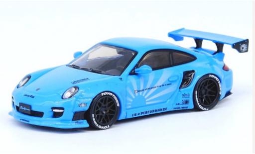 Porsche 997 1/64 INNO64 911 () Liberty Walk bleue miniature