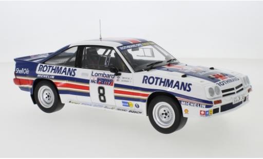 Miniature Opel Manta 1/18 IXO 400 No.8 Rothmans Rally Team Rothmans Rallye WM RAC Rallye 1983 J.McRae/I.Grindrod Opel Manta 1/18 IXO 400 No.8 Rothmans Rally Team Rothmans Rallye WM RAC Rallye 1983 J.McRae/I.Grindrod miniature