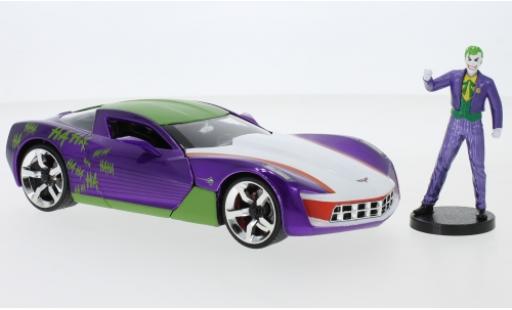 Chevrolet Corvette 1/24 Jada Toys Stingray Joker 2009 avec figurine miniature