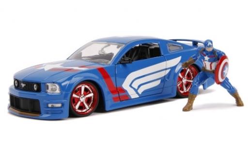 Miniature Ford Mustang 1/24 Jada Toys GT bleue/Dekor Marvel Avengers - Captain America 2006 avec figurine Ford Mustang 1/24 Jada Toys GT bleue/Dekor Marvel Avengers - Captain America 2006 avec figurine miniature
