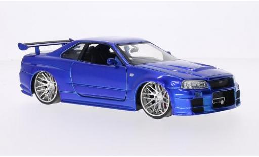 Nissan Skyline 1/24 Jada Toys GT-R (R34) Tuning metallise bleue RHD Fast & Furious 2002 tuning miniature
