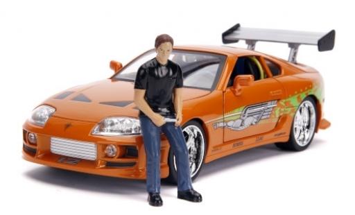Miniature Toyota Supra 1/18 Jada Toys metallise orange/Dekor Fast & Furious 1995 avec figurine et Scheinwerferfunktion Toyota Supra 1/18 Jada Toys metallise orange/Dekor Fast & Furious 1995 avec figurine et Scheinwerferfunktion miniature