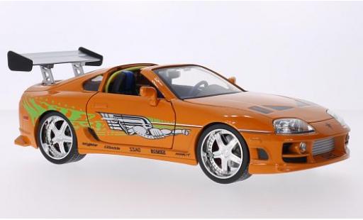 Toyota Supra 1/18 Jada Toys Tuning metallise orange/Dekor Fast & Furious 1995 Brian O'Conner miniature