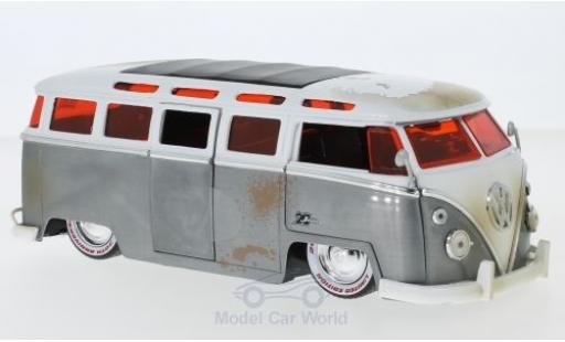Miniature Volkswagen T1 1/24 Jada Toys Bus grise/blanche 1962 Volkswagen T1 1/24 Jada Toys Bus grise/blanche 1962 miniature