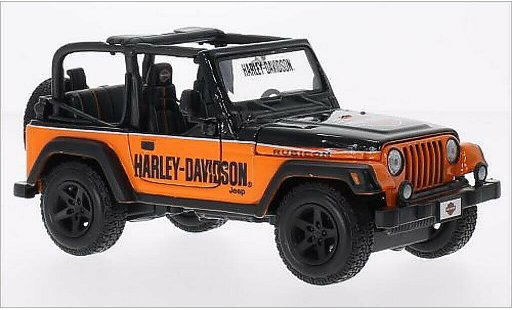 Jeep Wrangler Rubicon 1/24 Maisto noire/orange Harley Davidson 2014 miniature