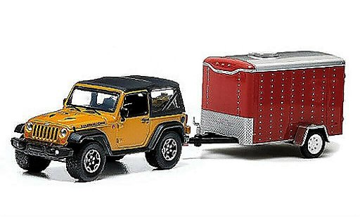 Jeep Wrangler Rubicon 1/64 Greenlight X jaune et 1-Achs-Anhanger 2014 miniature