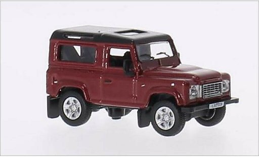 Land Rover Defender 90 1/76 Oxford metallise rouge/metallise noire RHD miniature