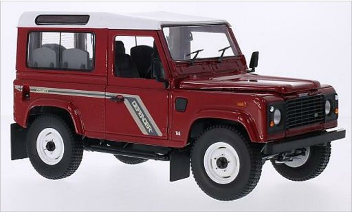 Land Rover Defender 90 1/18 Universal Hobbies Station Wagon rouge/blanche RHD miniature