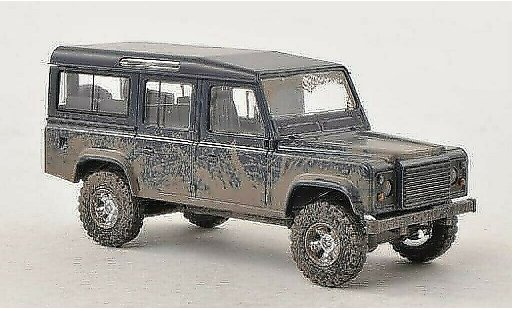 Land Rover Defender Base 1/87 Busch bleu avec Schlammspuren miniature