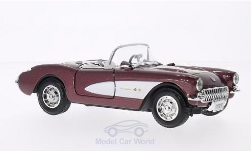 Chevrolet Corvette C1 1/24 Lucky Die Cast metallise rouge/blanche 1957 miniature