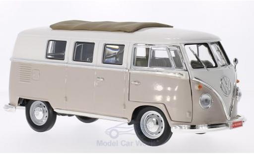Miniature Volkswagen T1 B 1/18 Lucky Die Cast Microbus mit Faltdach beige/blanche 1962 Volkswagen T1 B 1/18 Lucky Die Cast Microbus mit Faltdach beige/blanche 1962 miniature