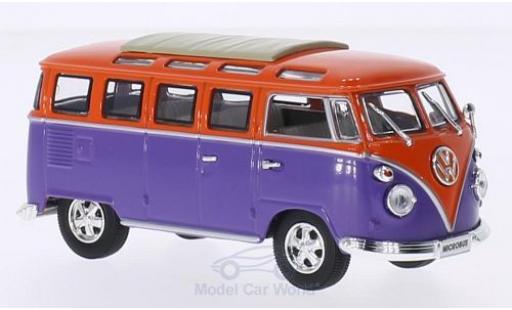 Miniature Volkswagen T1 B 1/43 Lucky Die Cast Samba lila/orange 1962 Faltdach geschlossen mit Chromstoßstangen und -felgen Volkswagen T1 B 1/43 Lucky Die Cast Samba lila/orange 1962 Faltdach geschlossen mit Chromstoßstangen und -felgen miniature