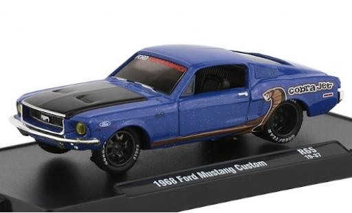 Miniature Ford Mustang 1/64 M2 Machines Custom metallise bleue/matt-noire Perfomance 1968 Ford Mustang 1/64 M2 Machines Custom metallise bleue/matt-noire Perfomance 1968 miniature