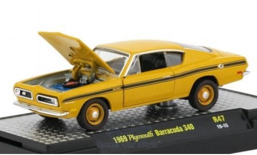 Miniature Plymouth Barracuda 1/64 M2 Machines 340 jaune/Dekor 1969 Plymouth Barracuda 1/64 M2 Machines 340 jaune/Dekor 1969 miniature