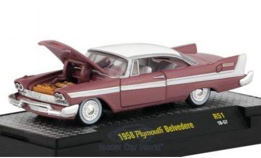 Miniature Plymouth Belvedere 1/64 M2 Machines rose/blanche 1958 Plymouth Belvedere 1/64 M2 Machines rose/blanche 1958 miniature