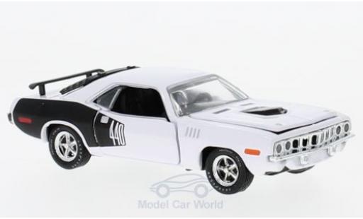 Miniature Plymouth Cuda 1971 1/64 M2 Machines 440 6-Pack blanche 1971 Plymouth Cuda 1971 1/64 M2 Machines 440 6-Pack blanche 1971 miniature