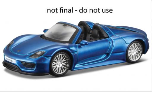 Miniature Porsche 918 1/64 Maisto Spyder bleue Porsche 918 1/64 Maisto Spyder bleue miniature
