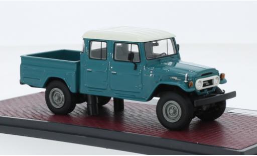 Toyota Land Cruiser 1/43 Matrix HJ45 Crew Cab turquoise/blanche miniature